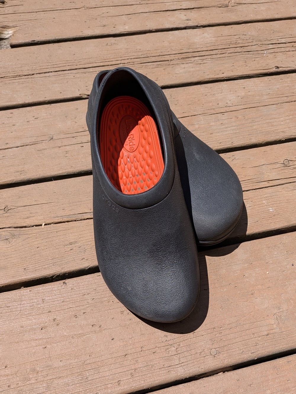 CROCS Black Slip-On Sneakers with Orange Insoles